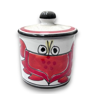 Contenitore con coperchio artigianale Folk cancro ceramiche de simone Contenitore con coperchio artigianale Folk cancro ceramiche de simone